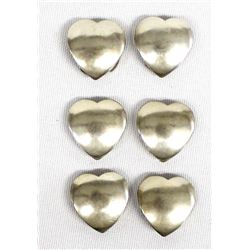 6 Navajo Brushed Sterling Heart Button Covers