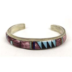 Zuni Sterling Inlay Cuff Bracelet