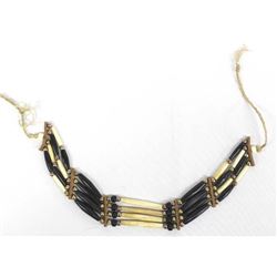 Native American Leather, Bone, and Bead Choker