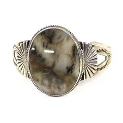 Navajo Old Pawn Sterling Petrified Wood Bracelet