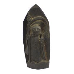 Antique Asian Carved Wooden Monk Statue