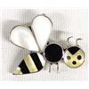 Image 1 : Zuni Sterling Inlay Bee Pin Pendant by A Ahiyite