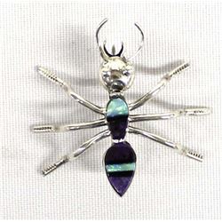 Native American Navajo Sterling Inlay Bug Pin