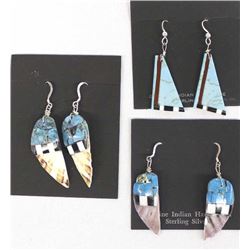 3 Pairs of Native American Santo Domingo Earrings