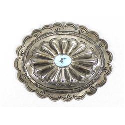 Large Navajo Sterling Turquoise Concho Pin
