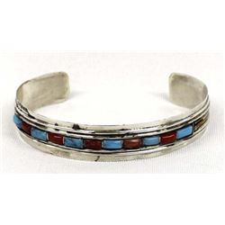 Vintage Navajo Sterling Overlay Cuff Bracelet