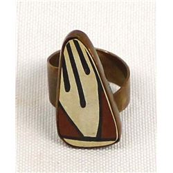 Mata Ortiz Copper & Pottery Sherd Ring, Size 7.5
