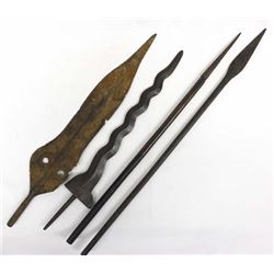 Antique Ethnic Cast Metal, Iron, & Wood Spears