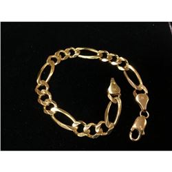 Italian Made 14K Solid Yellow Gold Figaro Link Bracelet