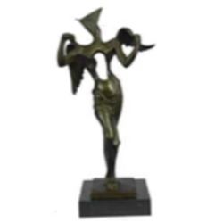 Surreal Abstract Winged Angel Figure Bronze Metal Statue Sculpture Dali 15" x 7"