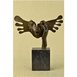 Signed Dali Abstract Female Sunshine Bronze Sculpture Marble Base Figure Statue