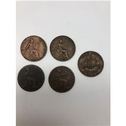 Lot Of 5 1880-1909 United Kingdom Half Penny Coins