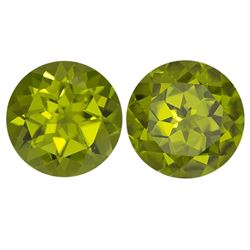 FINE RICH PAIR OF NATURAL GREEN PERIDOT - ROUND CUT - AAA GRADE