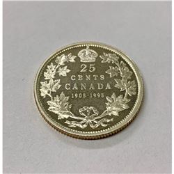 1908-1998 Proof F Mirror Finish Canadian 25 Cent Coin