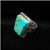 Image 1 : Turquoise Square Cut Ring with Silver Fitting