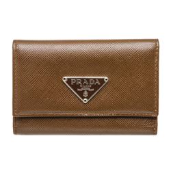Prada Brown Saffiano Leather 6 Key Holder