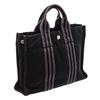 Image 1 : Hermes Black Gray Canvas Sac Fourre PM Tote Bag