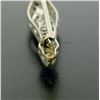 Image 3 : Art Deco 14k White Gold Open Filigree Bar Brooch w/ European Diamond