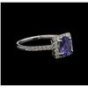 Image 1 : 0.78 ctw Tanzanite and Diamond Ring - 14KT White Gold