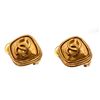 Image 1 : Chanel Gold CC Square Vintage Clip On Earrings 97A