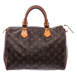 Louis Vuitton Monogram Canvas Leather Speedy 30 cm Bag