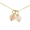 Image 5 : 14K Yellow Gold Double 10mm Pink Rose Quartz Bead Pendant & 16" Cable Link Chain