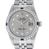 Image 2 : Rolex Mens Stainless Steel Slate Grey Diamond & Emerald Datejust Wristwatch