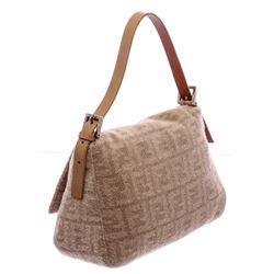 Fendi Beige Cashmere Leather Zucca Mamma Forever Shoulder Bag