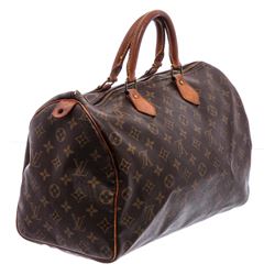 Louis Vuitton Monogram Canvas Leather Speedy 35 cm Bag