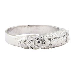 Engraved Straight Line Ring - Platinum