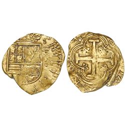 Bogota, Colombia, cob 2 escudos, (16)49, assayer R below denomination II to right.
