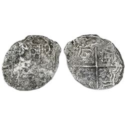 Potosi, Bolivia, cob 4 reales, 1621(T), quadrants of cross transposed, Grade 3.