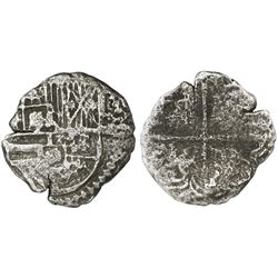 Potosi, Bolivia, cob 4 reales, Philip III, assayer not visible, Grade 3.