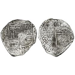 Potosi, Bolivia, cob 4 reales, Philip III, assayer not visible, Grade 3.