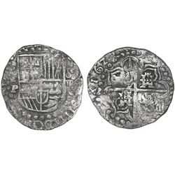 Potosi, Bolivia, cob 8 reales, 1622P, quadrants of cross transposed, rare.