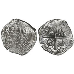 Potosi, Bolivia, cob 8 reales, 1636, assayer not visible.