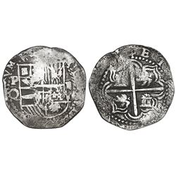 Potosi, Bolivia, cob 2 reales, Philip III, assayer Q.