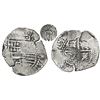 Image 1 : Potosi, Bolivia, cob 8 reales, 1(649)O, with crowned-L countermark on cross.