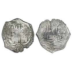 Potosi, Bolivia, cob 8 reales, 1672E.
