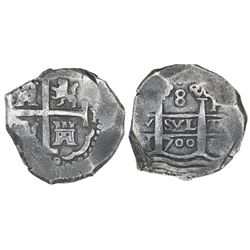 Lima, Peru, cob 8 reales, 1700H.