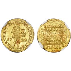 Holland, United Netherlands, gold ducat, 1729, NGC MS 65.