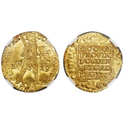 Utrecht, United Netherlands, gold ducat, 1729, NGC MS 64.
