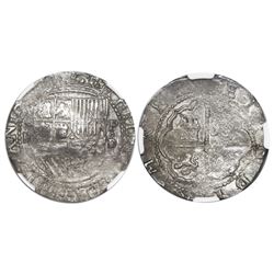 Lima, Peru, cob 2 reales, Philip II, assayer Diego de la Torre, *-ii to left, P-oD to right, NGC XF