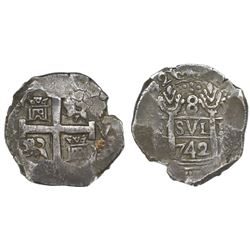 Lima, Peru, cob 8 reales, 1742V.