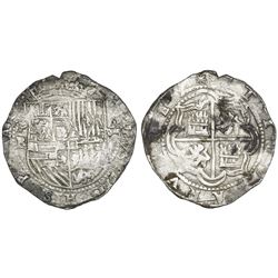 Potosi, Bolivia, cob 8 reales, Philip II, assayer B (early 5th period?).