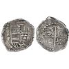 Image 1 : Potosi, Bolivia, cob 8 reales, (1)621T, mintmark retrograde P over normal P ("phi"), quadrants of cr