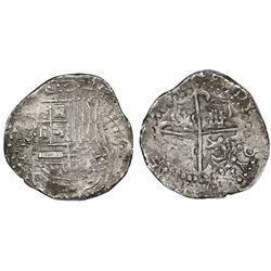 Potosi, Bolivia, cob 8 reales, (1623?)T/P, quadrants of cross transposed.