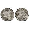 Image 1 : Potosi, Bolivia, cob 8 reales, Philip IV, assayer P (early to mid-1620s), quadrants of cross transpo