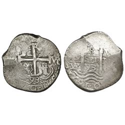Potosi, Bolivia, cob 8 reales, 1693VR.