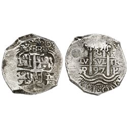 Potosi, Bolivia, cob 8 reales, 1697VR.